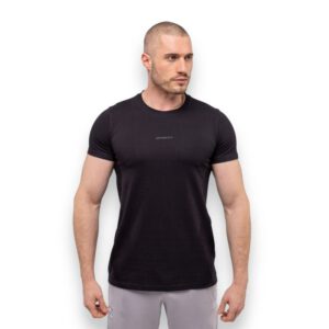 pimaCotton T-Shirt black straight mit FUZE Biotech von portance - shopstartups